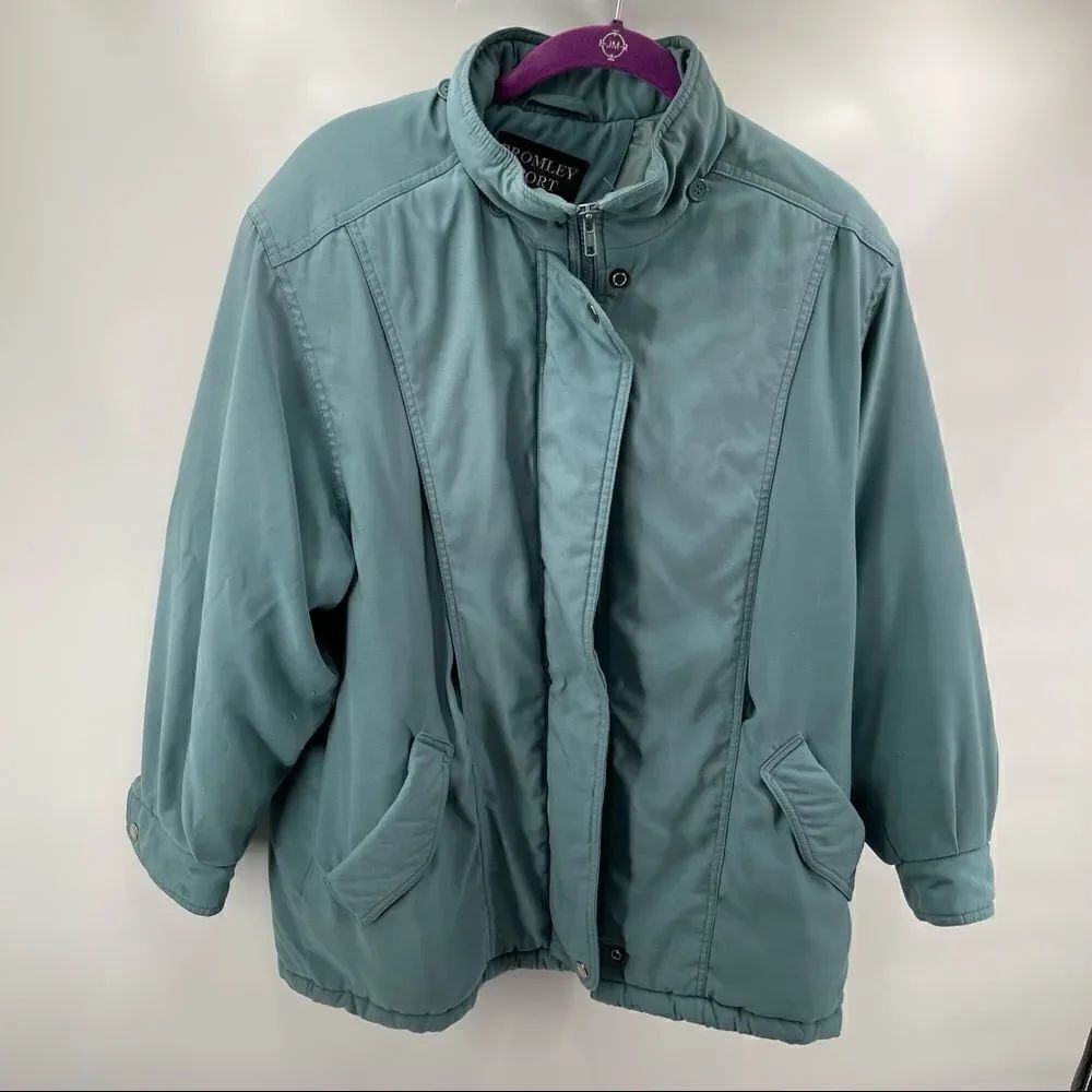 Bromley Sport Thermoloft teal puffer jacket medium petite winter jacket coat M - Picture 2 of 14
